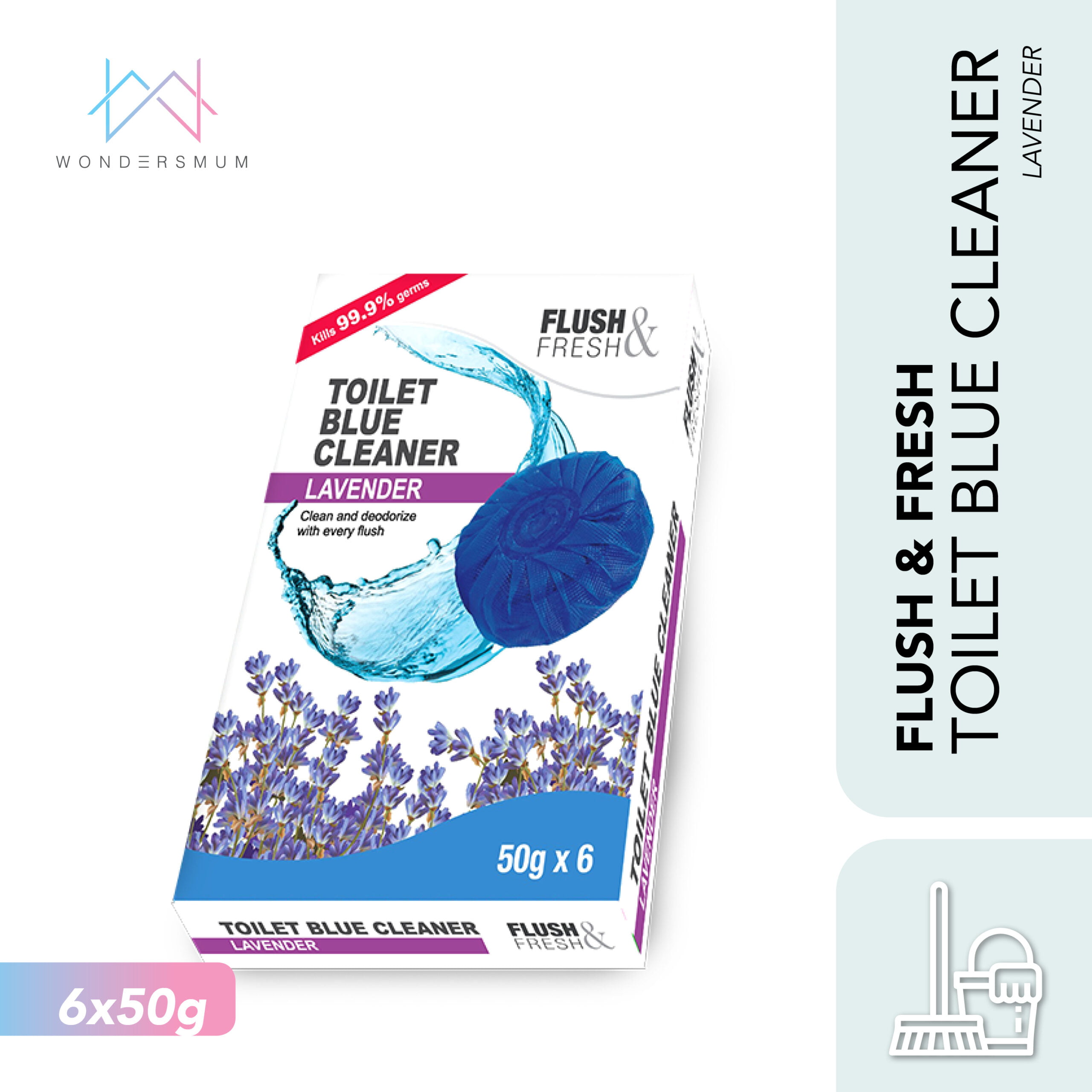 Flush & Fresh Toilet Blue Cleaner 6x50G-Lavender